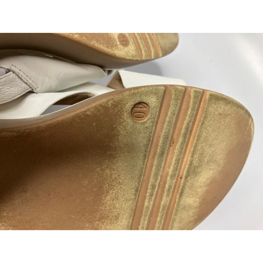 Repo Phil Gatier Platform Sandals Womens 40 White Leather Good Made in Italy